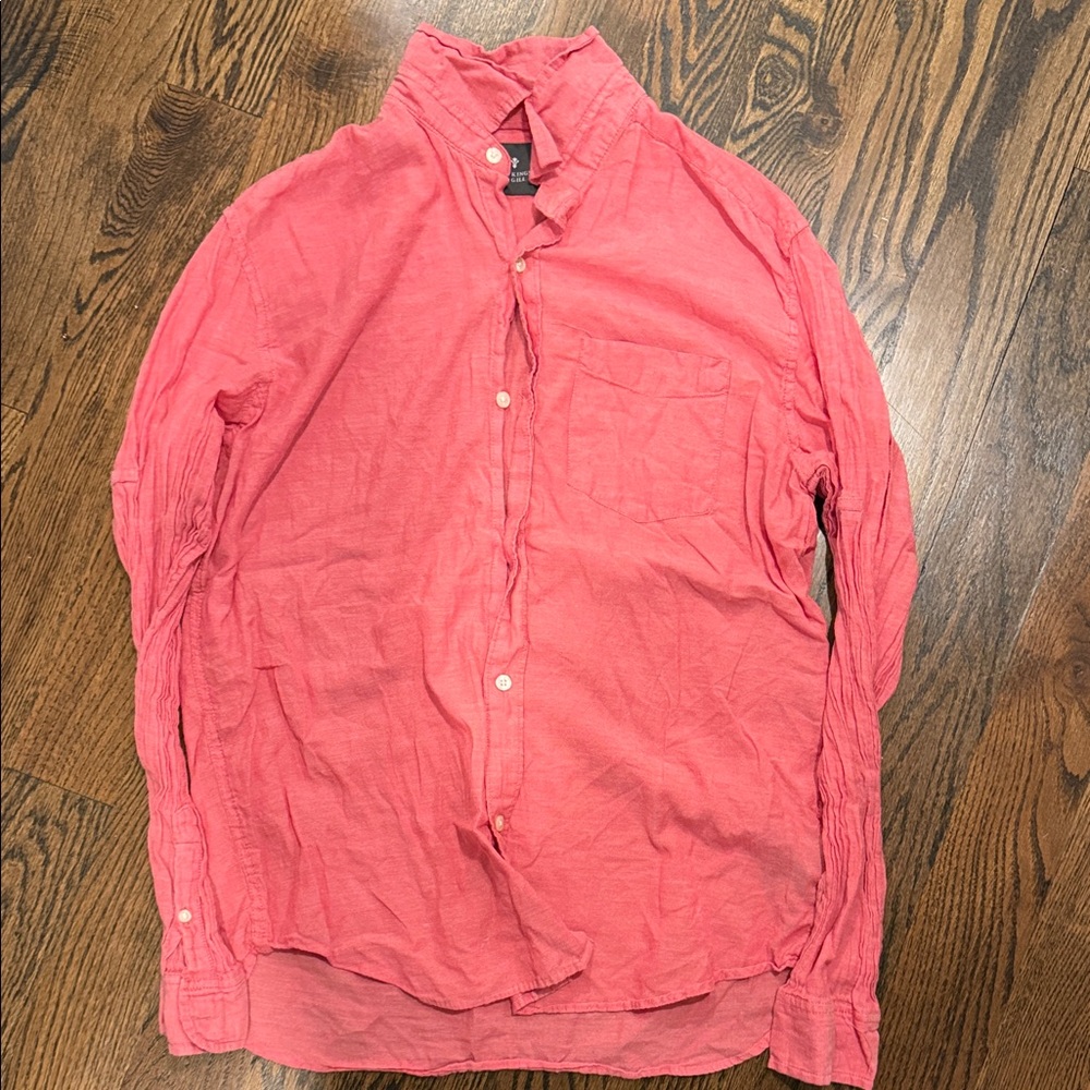 Casual Men's Pink Button-Down Shirt